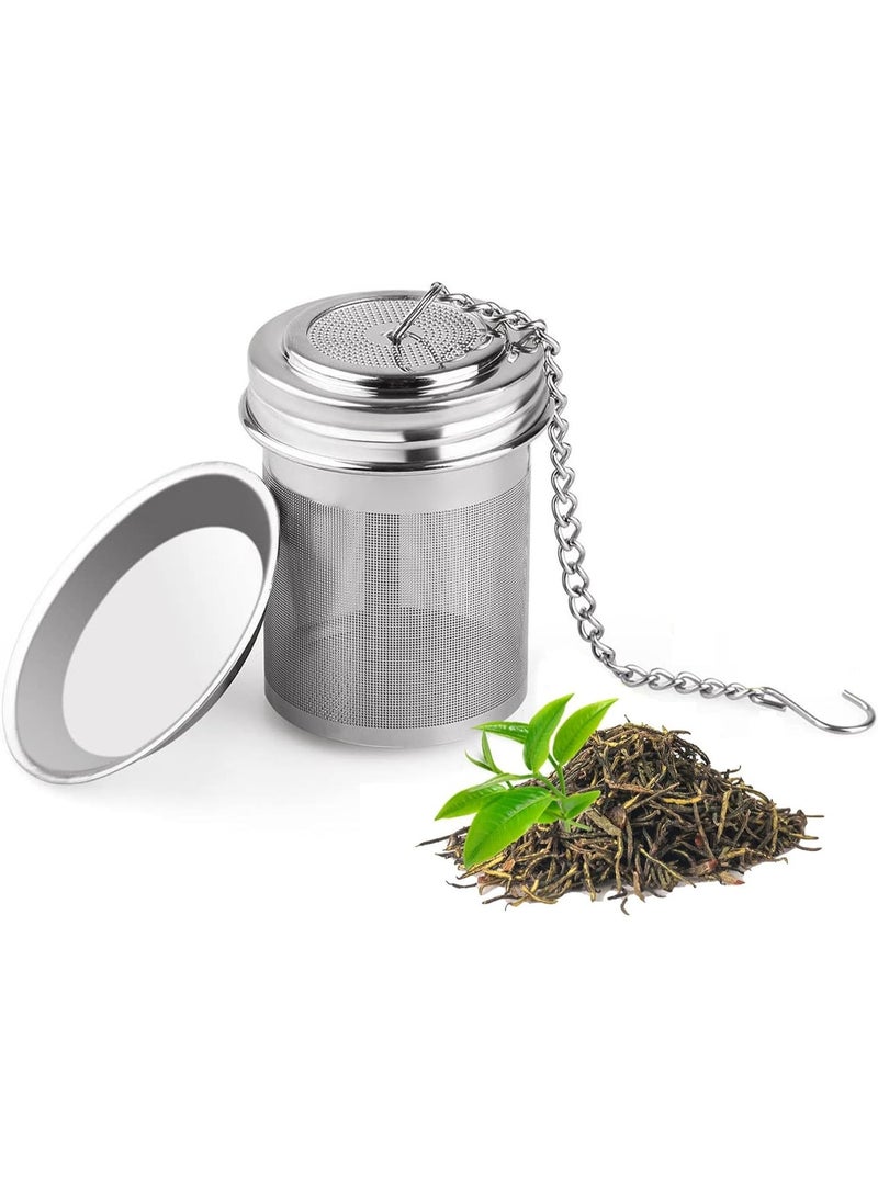 Stainless Steel Tea Infuser, Tea Infuser for Loose Tea, with Drip Trays and Lid, Extra Fine Mesh Tea Infuser, for Loose Leaf Tea, Herbal Tea, Mugs Teapots Spice(Diameter 3.8cm) - Image 1